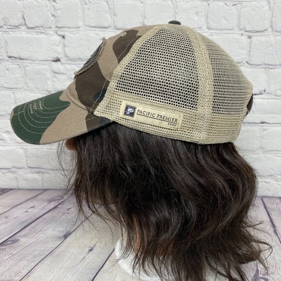 Camo Trucker Hat Distressed Cap Mesh Anaheim Ducks Patch Pacific Premier Item#2 - Picture 2 of 9